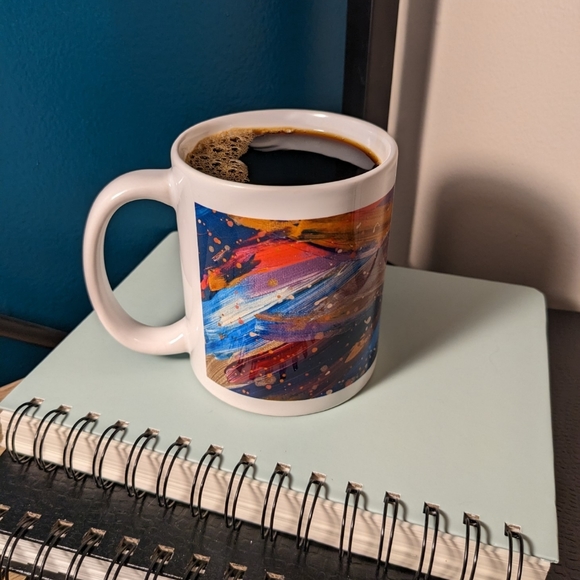 Ceramic Mug with Original Art "Acrylic Cosmos" - Picture 2 of 4